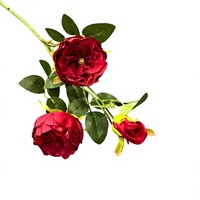 Fleurs artificielles Austin Rose, tiges de roses en soie artificielle à 3 têtes, pour arrangements muraux décoratifs tendance