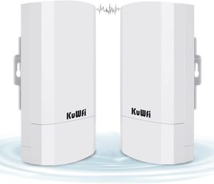KuWFi CPE120M Paquete de 2, <span class=keywords><strong>Kit</strong></span> WiFi CPE para Exteriores Resistente a la Intemperie de 300 Mbps, Acceso Inalámbrico Punto a Punto, Puente de Internet de 2.4G, 1 KM - Product Image 1