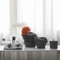 Bouteille en métal argenté de luxe pour la décoration intérieure aromathérapie et ensemble de boîte à mouchoirs de décoration de table florale