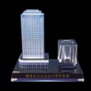 Modelo de construcción de cristal personalizado, 3D, regalos de aniversario de empresa