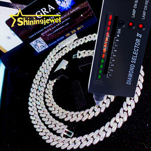 8mm New Moon Shape <span class=keywords><strong>2</strong></span> Reihen kubanische Glieder kette Moissan ite Cuban Bracelet Halskette Hip Hop Diamond Cuban Links - Product Image 2