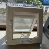 رخيصة الثمن صغيرة الفينيل المظلة نافذة UPVC بابية نافذة مع قبضة ذراع التدوير ل منزل سكني