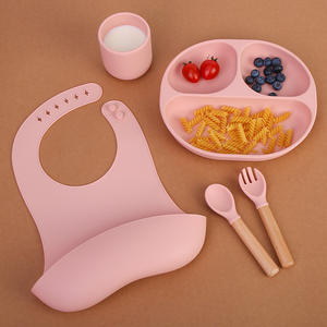 Ensemble de vaisselle en silicone pour bébé, kit d'alimentation, assiette à ventouse divisée bicolore pour la diversification alimentaire - Product Image 4