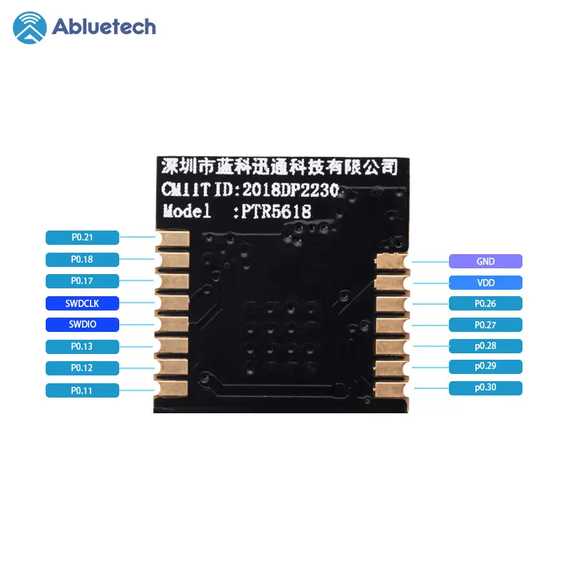 Abluetech modul Chip Nordic Nordic BLE 5.0 daya rendah modul Bluetooth yang dapat diprogram