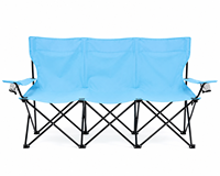 Chaise de camping pliante NBT Outdoor pour 3 personnes, banc extérieur triple avec porte-gobelets doubles, chaise de camping pliable 3 places