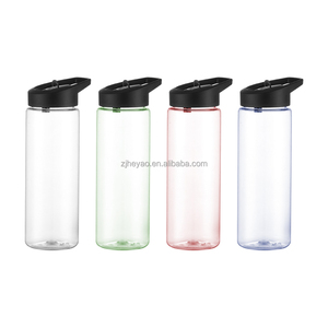 Clear Sustainable Reusable Bpa Free Plastic Titran Water Bottles Custom Logo 750ml Sport Drink With Straw