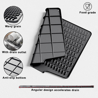 Support de rangement étroit en silicone pour évier, porte-éponge pour comptoir de cuisine, tapis de séchage de vaisselle imperméable, tapis antidérapant pour distributeur de savon, noir