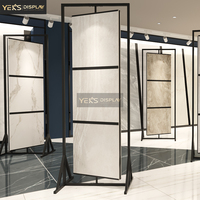 Présentoir rotatif pour carreaux à 360 degrés, support pour dalles de pierre, noir mat, en forme de A, pour salle d'exposition, présentation personnalisée