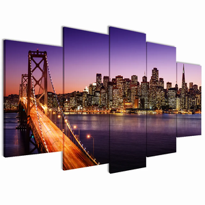 Stampa su Tela Personalizzata B&C Art, Paesaggio Urbano Notturno in Stile Moderno, Ecologica, 10 Colori, Giclée su Tela Stirata, Base Carta con Inchiostro Eco-Solvente - Product Image 6