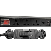 Multiprise murale en alliage d'aluminium de 1,5 m avec 3 prises universelles, port USB A, port réseau, interrupteur 16A pour la maison, le bureau, le dortoir