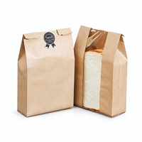 Sac en papier kraft brun de qualité alimentaire avec fenêtre pour pop-corn, pain, poulet rôti, beurre, pour plats à emporter sans poignées