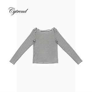 Maglia a Righe con Scollo a Barchetta, Maniche Lunghe, Vestibilità Slim, Casual, in Maglia Morbida, Pullover per <span class=keywords><strong>Donna</strong></span> - Product Image 2