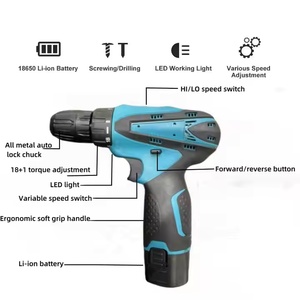 Ensemble de perceuse à main industrielle <span class=keywords><strong>12V</strong></span> Machine électrique sans fil Impact Shock Keyless Chuck OEM Pris en charge Perceuse industrielle alimentée par batterie - Product Image 5