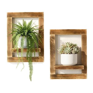 Wooden Square Wall <b>Shelf</b> Solid Wood Floating Display <b>Rack</b> For Home Decor Vase Plant Holder Living Room Storage - Product Image 5