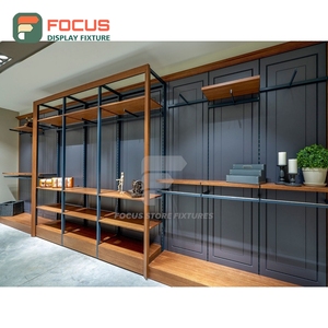 Professional Retail Shop Brushed Stainless Steel <b>Wall</b> <b>Display</b> <b>Unit</b> Turnkey Solution Apparel Store - Product Image 2