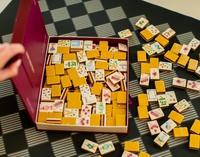 Mahjong de luxe sculpté Circus, 3 couches d'acrylique, 160 pièces, rose, bleu, perle, cadeau personnalisé