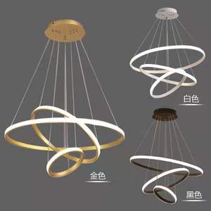 Restaurantlamp Eettafel Lamp Moderne Drie-Ring Kamer Bar Hangende Cirkel Ringen Goud Moderne Led Hangende Kroonluchter - Product Image 2