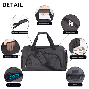 Bolsa de viaje impermeable de color gris oscuro para hombres y mujeres, bolsa de lona, mochila con compartimento para zapatos, bolsa de lona personalizada, viaje - Product Image 6