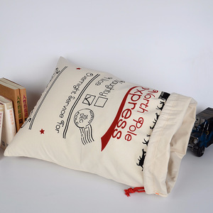Bolsa de Algodón Personalizada de Santa Claus con Reno, Bolsas de Regalo Navideñas Ecológicas con Cordón, Decoraciones Navideñas Festivas - Product Image 4
