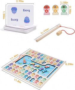Preschool ABC Alphabet Learning Color Recognition Matching <b>Puzzle</b> 2 Players Battle Magnetic Wooden Fishing Game - Product Image 5
