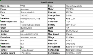 Vélo électrique 250W en stock UE, batterie lithium 36V 10.4Ah, autonomie 60KM, cadre en aluminium, 7 vitesses - Product Image 4