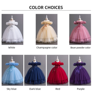 Vestido de Fiesta Estilo Europeo para Niñas, Vestido de Tul con un Hombro Descubierto, Venta al por Mayor de Fábrica, Ropa para Bodas y Actuaciones Infantiles - Product Image 3