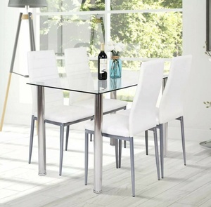 Set di tavoli da pranzo impilabili esterni moderni rettangolari di lusso a 4 <span class=keywords><strong>sedie</strong></span> - Product Image 5