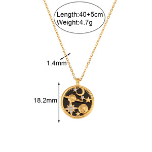 Dainty kabuk sikke kolye su geçirmez kolye 18K altın kaplama paslanmaz çelik yıldız ve ay kolye - Product Image 3
