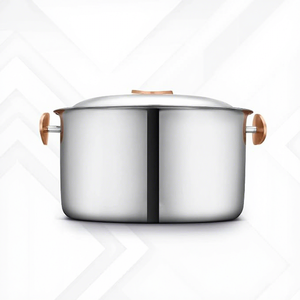 Casserole en acier inoxydable avec couvercle en verre, poignées en bois, design minimaliste rond, durable pour les cuisinières à gaz et à induction - Product Image 3