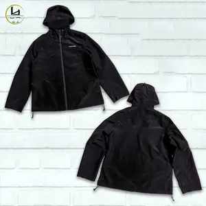 Manufacturer Custom High Quality Outdoor Jacket Waterproof Hood Jacket Black Zip Polyester SoftShell Windbreaker Jacket Men