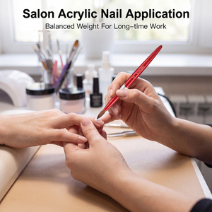 Ensemble de pinceaux professionnels pour nail art en Kolinsky, 9 tailles, manche en métal rouge vif, pour salon, manucure acrylique - Product Image 4