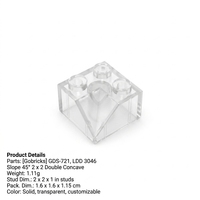 Bloque de Construcción Gobricks GDS-721 Inclinación 45 °   2 Ladrillos de Techo 2x2 Doble Cóncavos LDD 3046 con Inclinación de 45 Grados