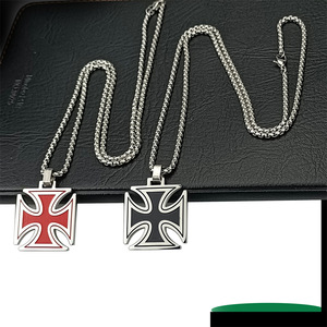 Nouveau Collier Croix Vintage en Acier Inoxydable avec Pendentif Goutte d'Huile et Chaîne à Maillons, Bijoux de Mode Masculine pour Fêtes, Vente en Gros, Personnalisable - Product Image 2