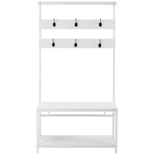 Perchero con banco y ganchos de metal y madera, moderno, para entrada, almacenamiento para uso doméstico. - Product Image 4