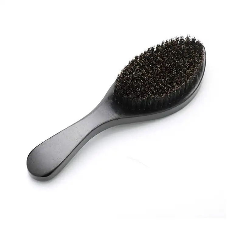 medium hard 100% boar bristle wave brush with long handle mens wood hair brush