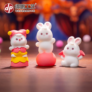 Figura de Conejito de Circo de Dibujos Animados, Linda Miniatura de Resina, Decoración de Escritorio, Regalo para Niños de 7 a 12 Años - Product Image 4
