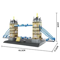 Briques de construction créatives, bâtiment moderne de renommée mondiale, plastique ABS, modèle architectural de 40 pièces, Angleterre, Londres, Tower Bridge