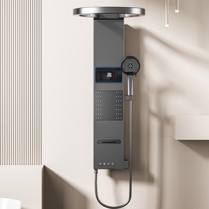 Nuovo Design W8 Pannello <span class=keywords><strong>Doccia</strong></span> a Parete in Lega di Alluminio <span class=keywords><strong>con</strong></span> Getti Massaggianti a Cascata <span class=keywords><strong>e</strong></span> <span class=keywords><strong>Doccia</strong></span> a Pioggia <span class=keywords><strong>e</strong></span> <span class=keywords><strong>Doccetta</strong></span> - Product Image 1