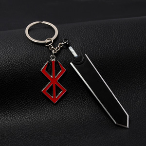 Porte-clés en alliage tressé avec logo rouge, motif épée de Guts le Tueur de Dragons de l'anime <span class=keywords><strong>Berserk</strong></span>, bijou cadeau pour homme - Product Image 3