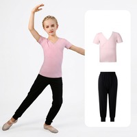 Pantalon de jogging ample pour enfants BX4036, noir, taille élastique, coupe carotte, décontracté, pour filles, idéal pour la danse et la pratique de la danse classique