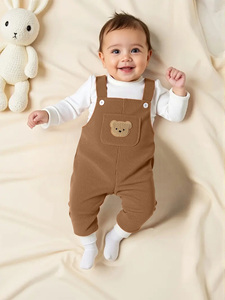 <span class=keywords><strong>Salopette</strong></span> in velluto a coste per bambina con dettaglio orsetto, con polsini risvoltati, per autunno inverno, abbigliamento neonato 6M-3Y - Product Image 3
