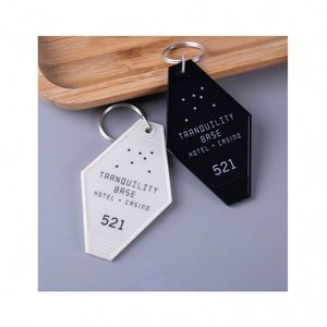 Promotional Custom logo Color Material <b>Key</b> Tags Blank <b>Plastic</b> Retro Vintage Motel Room Hotel Keychain - Product Image 1