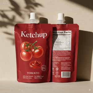 150 לבן אדום מתכלה לסביבה מודפסת מותאם אישית לבן אדום מ "ל 250 רוטב עגבניות קטשופ מזון מיץ נוזלי משקה להתבלט - Product Image 3