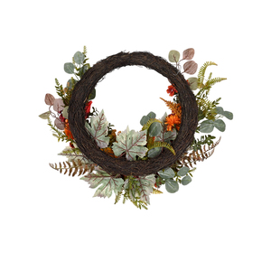 Couronne d'automne artificielle personnalisée en gros, décoration florale ronde, couronnes d'automne - Product Image 2