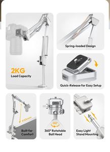 Ulanzi TH04 Soporte de Brazo Articulado de Aleación de Aluminio con Abrazadera de Liberación Rápida para Montaje de Cámara DSLR - Uso en Fotografía y Vlog - Product Image 6