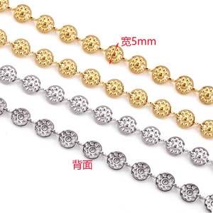Cadena Redonda de Acero Inoxidable con Patrón de Flores, Chapada en Oro, para Hacer Pulseras de Tobillo o Cintura, Accesorio de Joyería, Verano 2024 - Product Image 3