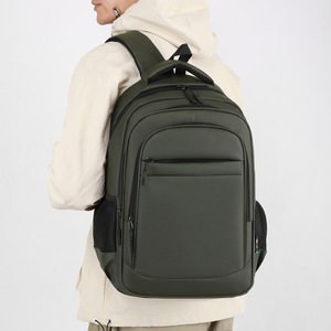Men's Business <b>Backpack</b> <b>Large</b> Capacity 20-35L Computer Interlayer For Commuting Travel Schoolbag Solid Color Military Green - Product Image 3