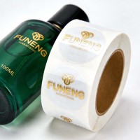 Autocollants personnalisés pour flacons de parfum, adhésifs, transparents, en rouleau, avec estampage à chaud doré, étiquettes logo pour cosmétiques