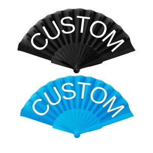 Éventails à main pliants en plastique vierges multicolores Décorations de fête personnalisées imprimées sur un côté Cadeau promotionnel de haute qualité - Product Image 1