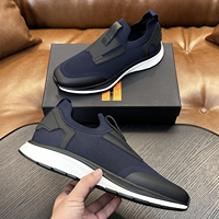 Chaussures de sport de luxe pour hommes, noires, en maille, à enfiler, respirantes, tricotées, légères, avec semelle amortie, pour la marche décontractée et l'athlétisme
